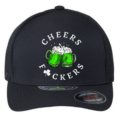 Cheers Fckers' St Patricks Day Men Women Beer Drinking Funny Flexfit Unipanel Trucker Cap