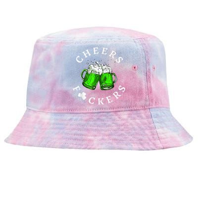 Cheers Fckers' St Patricks Day Men Women Beer Drinking Funny Tie-Dyed Bucket Hat