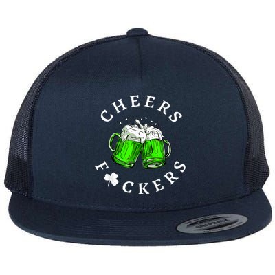 Cheers Fckers' St Patricks Day Men Women Beer Drinking Funny Flat Bill Trucker Hat