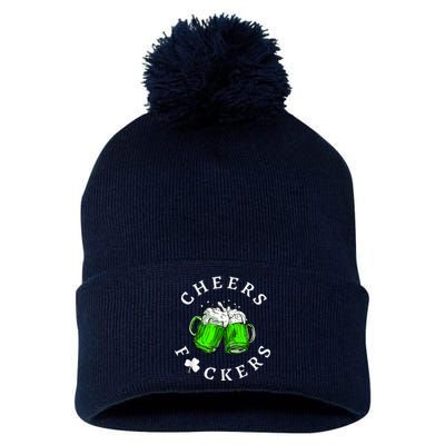 Cheers Fckers' St Patricks Day Men Women Beer Drinking Funny Pom Pom 12in Knit Beanie