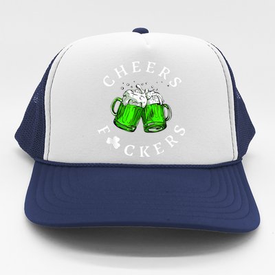 Cheers Fckers' St Patricks Day Men Women Beer Drinking Funny Trucker Hat