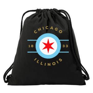 Chicago Flag Star Logo Illinois 1833 Drawstring Bag