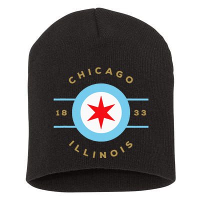 Chicago Flag Star Logo Illinois 1833 Short Acrylic Beanie