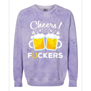 Cheers Fuckers St Patricks Day Beer Irish 4Leaf Colorblast Crewneck Sweatshirt