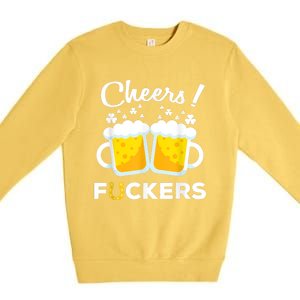 Cheers Fuckers St Patricks Day Beer Irish 4Leaf Premium Crewneck Sweatshirt