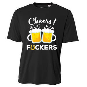 Cheers Fuckers St Patricks Day Beer Irish 4Leaf Cooling Performance Crew T-Shirt