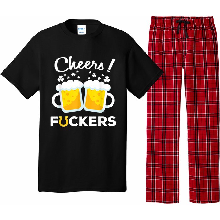 Cheers Fuckers St Patricks Day Beer Irish 4Leaf Pajama Set