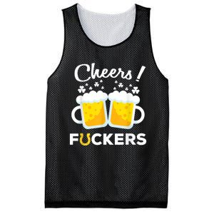 Cheers Fuckers St Patricks Day Beer Irish 4Leaf Mesh Reversible Basketball Jersey Tank