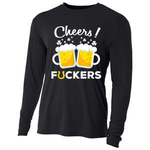 Cheers Fuckers St Patricks Day Beer Irish 4Leaf Cooling Performance Long Sleeve Crew