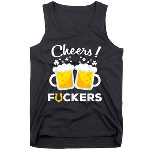 Cheers Fuckers St Patricks Day Beer Irish 4Leaf Tank Top