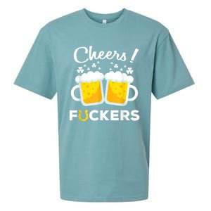 Cheers Fuckers St Patricks Day Beer Irish 4Leaf Sueded Cloud Jersey T-Shirt