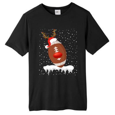 Christmas Football Santa Hat Reindeer Xmas Lights Holiday Funny Gift Tall Fusion ChromaSoft Performance T-Shirt