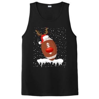 Christmas Football Santa Hat Reindeer Xmas Lights Holiday Funny Gift PosiCharge Competitor Tank