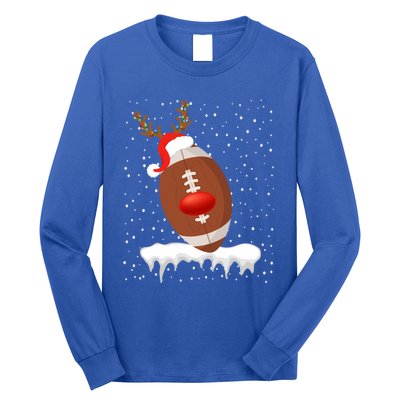 Christmas Football Santa Hat Reindeer Xmas Lights Holiday Funny Gift Long Sleeve Shirt