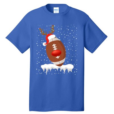 Christmas Football Santa Hat Reindeer Xmas Lights Holiday Funny Gift Tall T-Shirt