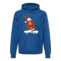 Christmas Football Santa Hat Reindeer Xmas Lights Holiday Funny Gift Premium Hoodie