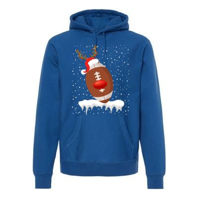 Christmas Football Santa Hat Reindeer Xmas Lights Holiday Funny Gift Premium Hoodie