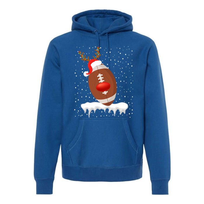 Christmas Football Santa Hat Reindeer Xmas Lights Holiday Funny Gift Premium Hoodie