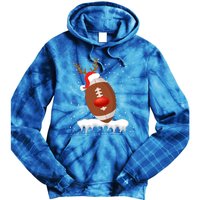 Christmas Football Santa Hat Reindeer Xmas Lights Holiday Funny Gift Tie Dye Hoodie