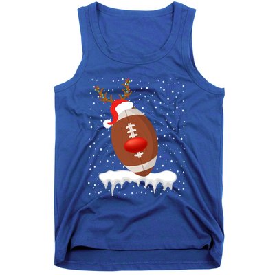 Christmas Football Santa Hat Reindeer Xmas Lights Holiday Funny Gift Tank Top