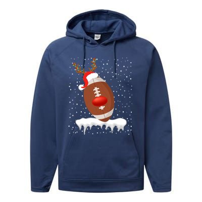 Christmas Football Santa Hat Reindeer Xmas Lights Holiday Funny Gift Performance Fleece Hoodie