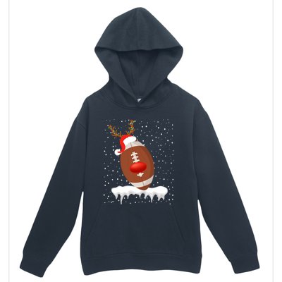 Christmas Football Santa Hat Reindeer Xmas Lights Holiday Funny Gift Urban Pullover Hoodie