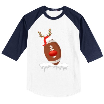 Christmas Football Santa Hat Reindeer Xmas Lights Holiday Funny Gift Baseball Sleeve Shirt