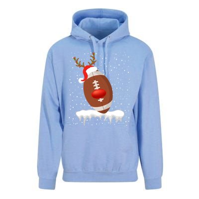 Christmas Football Santa Hat Reindeer Xmas Lights Holiday Funny Gift Unisex Surf Hoodie