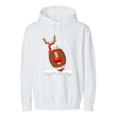 Christmas Football Santa Hat Reindeer Xmas Lights Holiday Funny Gift Garment-Dyed Fleece Hoodie