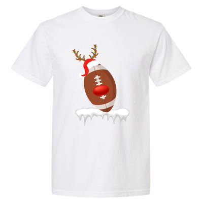 Christmas Football Santa Hat Reindeer Xmas Lights Holiday Funny Gift Garment-Dyed Heavyweight T-Shirt