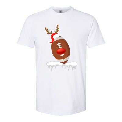 Christmas Football Santa Hat Reindeer Xmas Lights Holiday Funny Gift Softstyle CVC T-Shirt