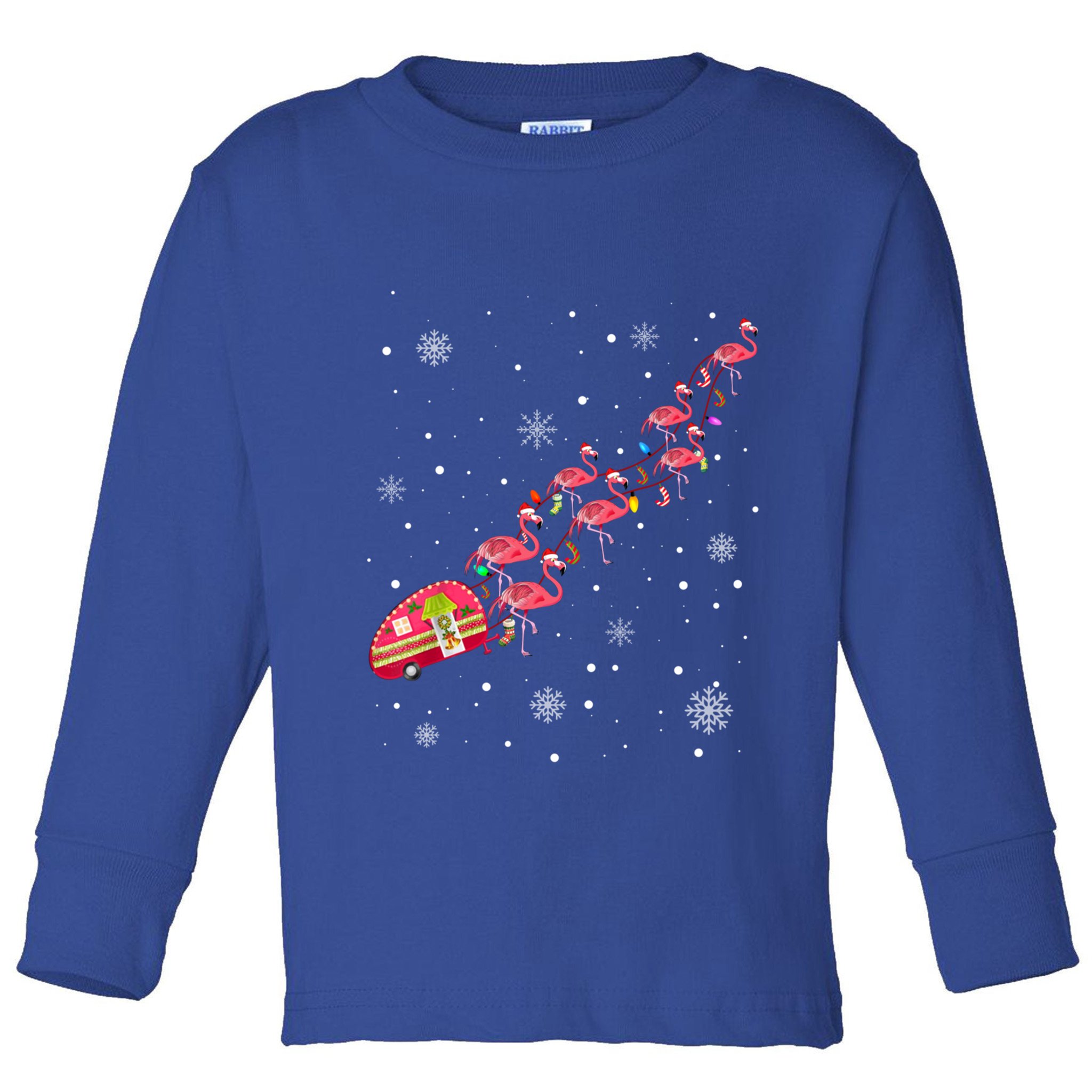 Christmas Flamingo Santa Ridder Pink Flamingos Xmas Tree Gift Toddler Long Sleeve Shirt