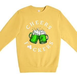 Cheers Fckers' St Patricks Day Men Women Beer Drinking Funny Premium Crewneck Sweatshirt