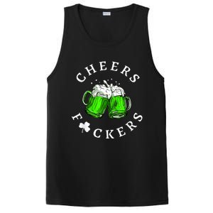 Cheers Fckers' St Patricks Day Men Women Beer Drinking Funny PosiCharge Competitor Tank