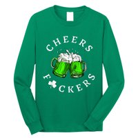 Cheers Fckers' St Patricks Day Men Women Beer Drinking Funny Long Sleeve Shirt