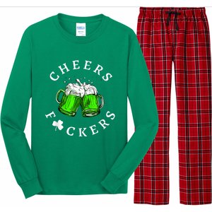 Cheers Fckers' St Patricks Day Men Women Beer Drinking Funny Long Sleeve Pajama Set