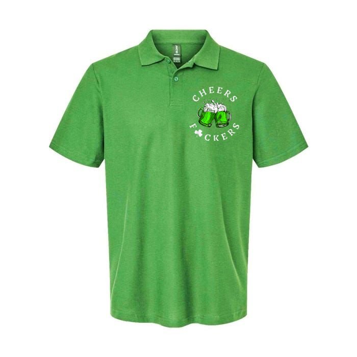 Cheers Fckers' St Patricks Day Men Women Beer Drinking Funny Softstyle Adult Sport Polo