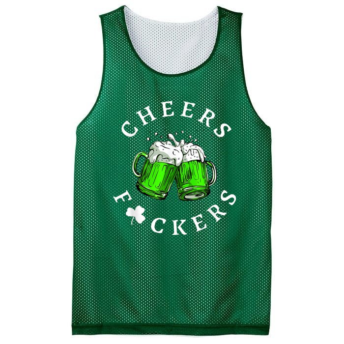 Cheers Fckers' St Patricks Day Men Women Beer Drinking Funny Mesh Reversible Basketball Jersey Tank