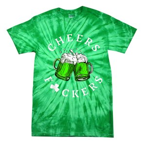 Cheers Fckers' St Patricks Day Men Women Beer Drinking Funny Tie-Dye T-Shirt