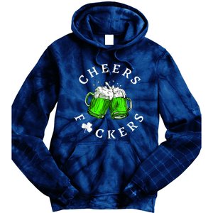 Cheers Fckers' St Patricks Day Men Women Beer Drinking Funny Tie Dye Hoodie