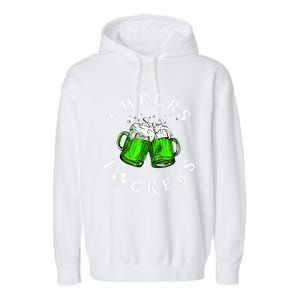 Cheers Fckers' St Patricks Day Men Women Beer Drinking Funny Garment-Dyed Fleece Hoodie