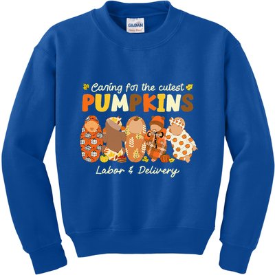 Caring For The Cutest Pumpkins Labor & Delivery Nurse Fall Kids Sweatshirt