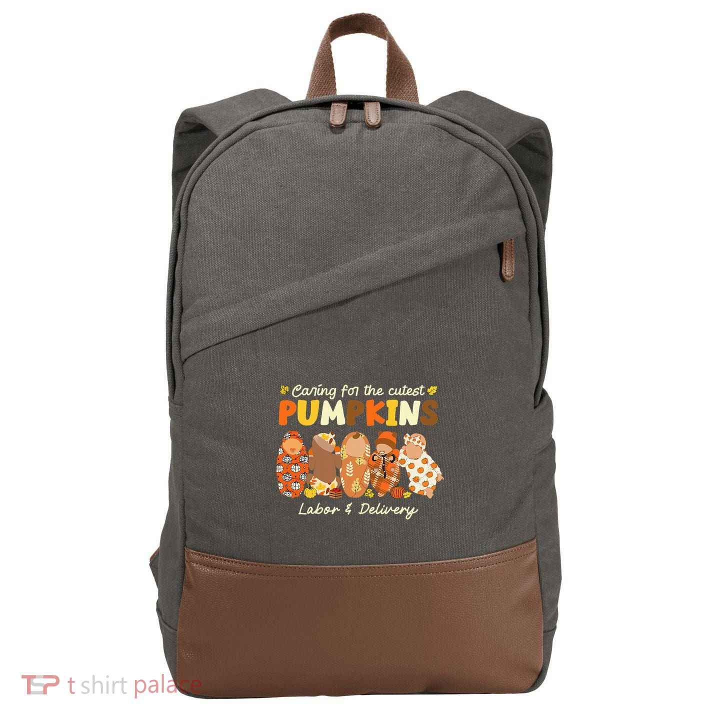 Caring For The Cutest Pumpkins Labor & Delivery Nurse Fall Cotton Canvas Backpack