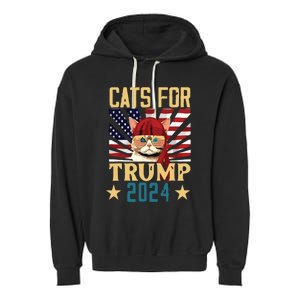 Cat For Trump 2024 Garment-Dyed Fleece Hoodie