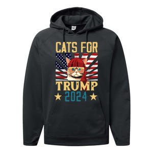 Cat For Trump 2024 Performance Fleece Hoodie