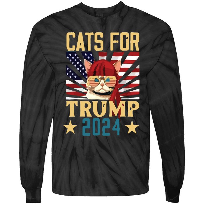 Cat For Trump 2024 Tie-Dye Long Sleeve Shirt