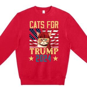 Cat For Trump 2024 Premium Crewneck Sweatshirt