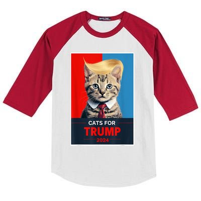 Cats For Trump 2024 Election Kids Colorblock Raglan Jersey