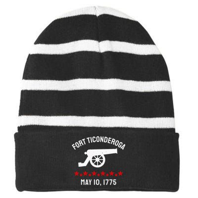 Capture Fort Ticonderoga Cannon Revolutionary War Striped Beanie with Solid Band