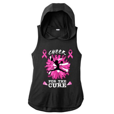 Cheer For The Cure Breast Cancer Awareness Month Cheerleader Ladies PosiCharge Tri-Blend Wicking Draft Hoodie Tank